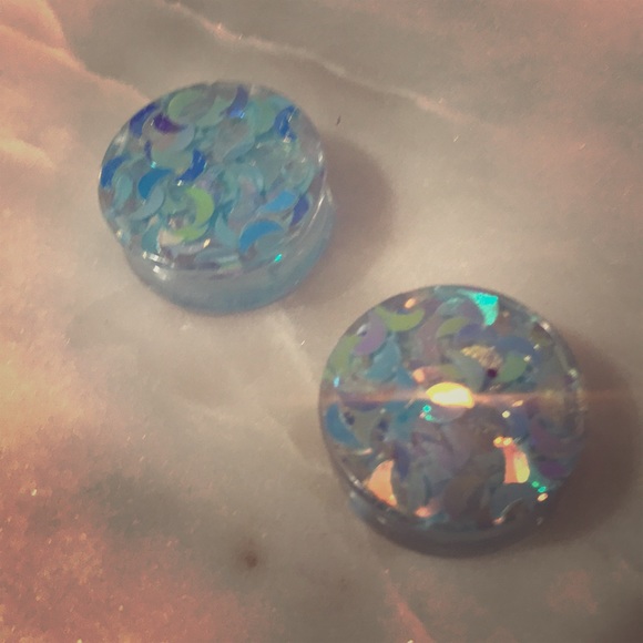 Dolls Kill Jewelry - Moon sparkle 24 MM Plugs handmade by me
